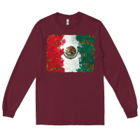 Burgundy Mexican Flag With Leopard Long Sleeve Tee - RanaPortraitStore