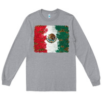Heather Grey Mexican Flag With Leopard Long Sleeve Tee - RanaPortraitStore