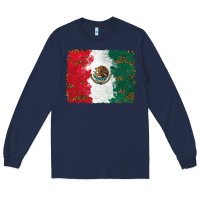 Navy Mexican Flag With Leopard Long Sleeve Tee - RanaPortraitStore