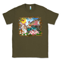 Army Green Easter Farm Bunny And Pig Classic Tee - RanaPortraitStore