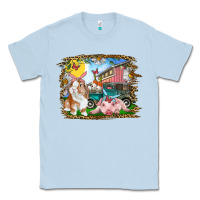 Dusty Blue Easter Farm Bunny And Pig Classic Tee - RanaPortraitStore