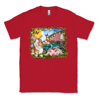Red Easter Farm Bunny And Pig Classic Tee - RanaPortraitStore