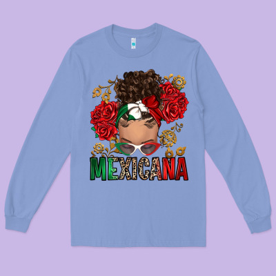 Long Sleeve Tee Mexicana Latina messy bun