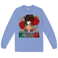 Colony Blue Mexicana Latina messy bun Long Sleeve Tee - RanaPortraitStore