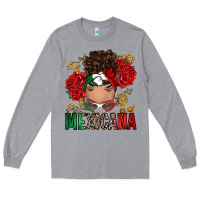 Heather Grey Mexicana Latina messy bun Long Sleeve Tee - RanaPortraitStore