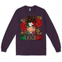 Plum Mexicana Latina messy bun Long Sleeve Tee - RanaPortraitStore