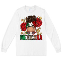 White Mexicana Latina messy bun Long Sleeve Tee - RanaPortraitStore
