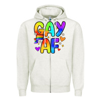 Oatmeal Heather gay af Zipper Hoodie - Zillion Design Studio