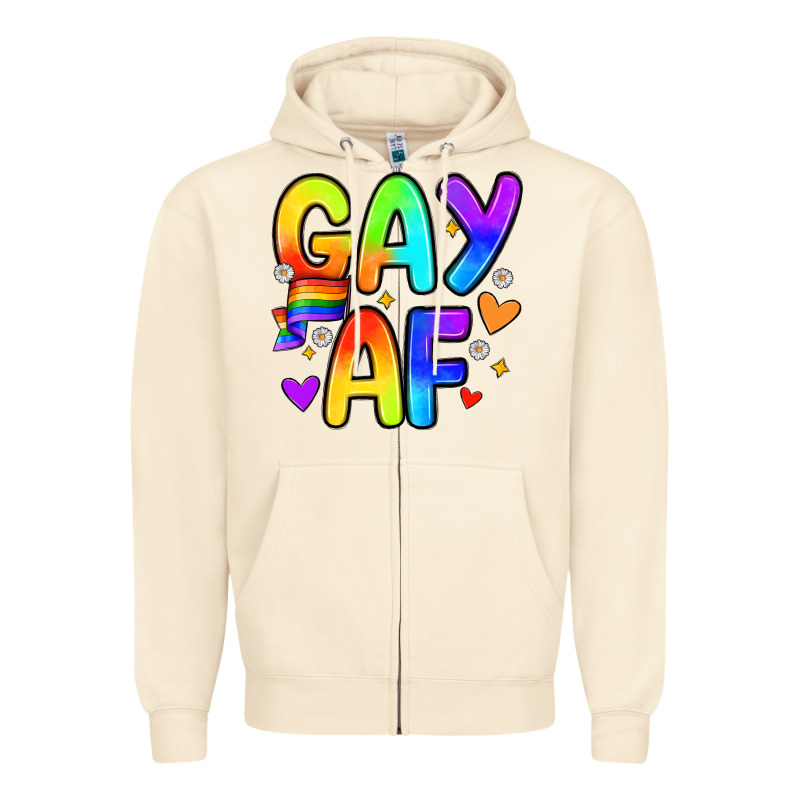 Gay Af Zipper Hoodie by Zillion Design Studio | Teevron