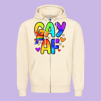 Gay Af Zipper Hoodie Designed By Zillion Design Studio