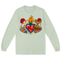 Matcha Sacred heart with leopard and serape heart Long Sleeve Tee - RanaPortraitStore