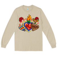 Mushroom Sacred heart with leopard and serape heart Long Sleeve Tee - RanaPortraitStore