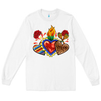 White Sacred heart with leopard and serape heart Long Sleeve Tee - RanaPortraitStore