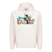Pale Pink cross rabbit gnomes happy easter Premium Hoodie - Jasminsmagicworld