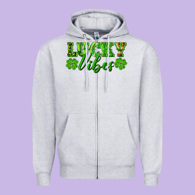 Lucky Vibes Zipper Hoodie Designed By Ranaportraitstore