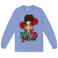 Colony Blue Proud Latina messy bun Long Sleeve Tee - RanaPortraitStore