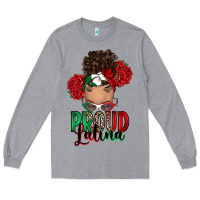 Heather Grey Proud Latina messy bun Long Sleeve Tee - RanaPortraitStore