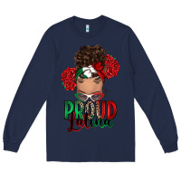 Navy Proud Latina messy bun Long Sleeve Tee - RanaPortraitStore