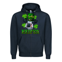 Navy lucky heifer Zipper Hoodie - RanaPortraitStore