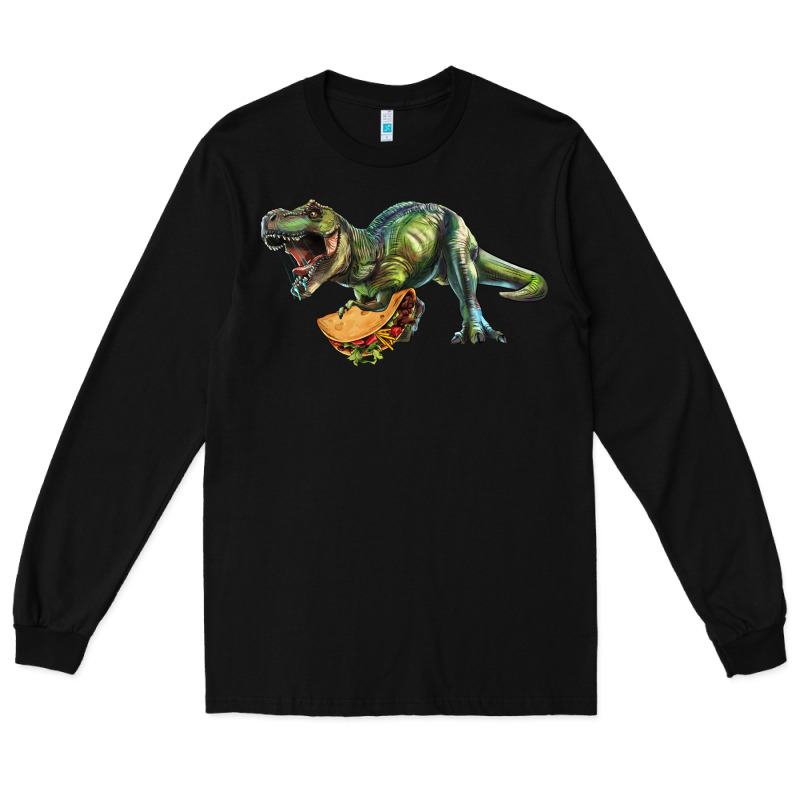 T-rex Dinosaur Holding A Taco Long Sleeve Tee by RanaPortraitStore | Teevron