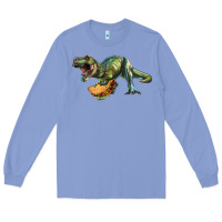 Colony Blue T-Rex dinosaur holding a taco Long Sleeve Tee - RanaPortraitStore