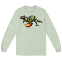 Matcha T-Rex dinosaur holding a taco Long Sleeve Tee - RanaPortraitStore