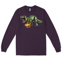 Plum T-Rex dinosaur holding a taco Long Sleeve Tee - RanaPortraitStore
