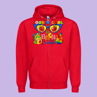 Looking Cool For Back To School Zipper Hoodie Designed By Texasbilliewilder
