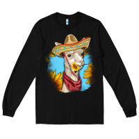 Black Sombrero Llama Long Sleeve Tee - RanaPortraitStore