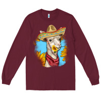 Burgundy Sombrero Llama Long Sleeve Tee - RanaPortraitStore