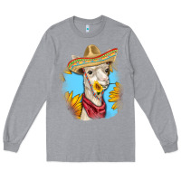 Heather Grey Sombrero Llama Long Sleeve Tee - RanaPortraitStore
