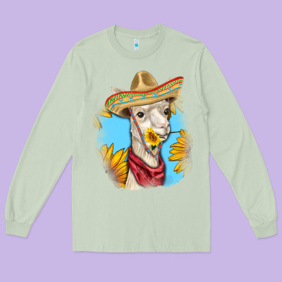 Long Sleeve Tee Sombrero Llama