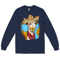 Navy Sombrero Llama Long Sleeve Tee - RanaPortraitStore