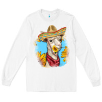 White Sombrero Llama Long Sleeve Tee - RanaPortraitStore