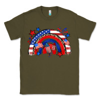 Army Green American rainbow Classic Tee - Zillion Design Studio