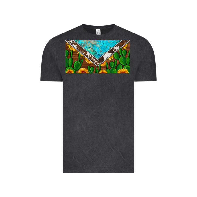 Cactus Sunflower Cowhide And Turquoise License Plate Vintage Tee by Artiststas | Teevron