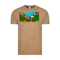 Vintage Coffee cactus sunflower cowhide and turquoise license plate Vintage Tee - Artiststas