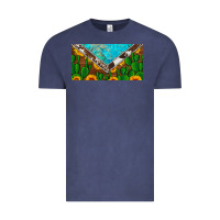 Vintage Denim cactus sunflower cowhide and turquoise license plate Vintage Tee - Artiststas
