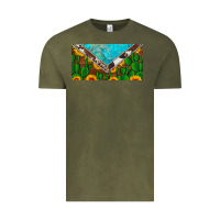 Vintage Olive cactus sunflower cowhide and turquoise license plate Vintage Tee - Artiststas