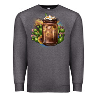 Charcoal Heather sunflower coffee cup cactus Premium Sweatshirt - JahusDesignShop