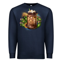 Navy sunflower coffee cup cactus Premium Sweatshirt - JahusDesignShop
