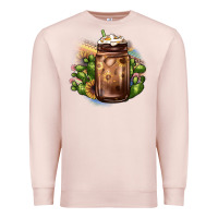 Pale Pink sunflower coffee cup cactus Premium Sweatshirt - JahusDesignShop