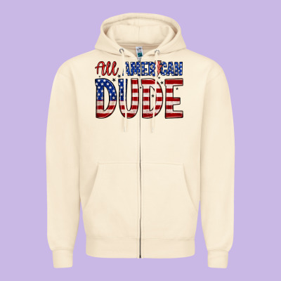 All American Dude Zipper Hoodie Designed By Zillion Design Studio