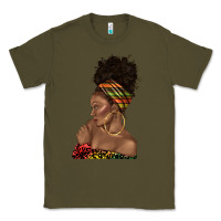 Army Green afro black woman profile juneteenth Classic Tee - texasbilliewilder