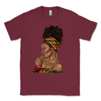 Burgundy afro black woman profile juneteenth Classic Tee - texasbilliewilder