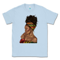 Dusty Blue afro black woman profile juneteenth Classic Tee - texasbilliewilder