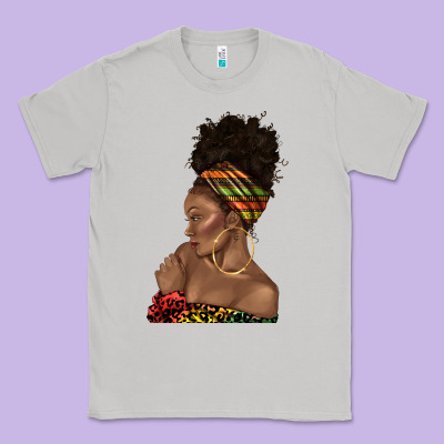 Classic Tee afro black woman profile juneteenth