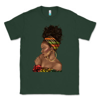 Sports Green afro black woman profile juneteenth Classic Tee - texasbilliewilder