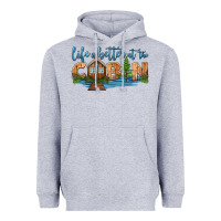 Heather Grey life is better at the cabin Heavyweight Hoodie - HRA Design Shop