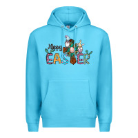 Ocean Blue cross rabbit gnomes happy easter Premium Hoodie - Jasminsmagicworld